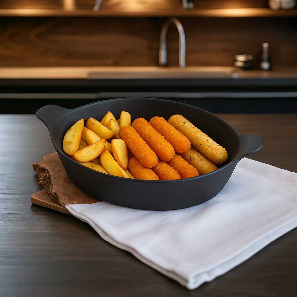 Kit 10 Petisqueira Canoa Barquinha Preta 600ml Plástico Resistente Durável Abrasivo Petisco/Porções/Saladas/Fruta/Bar.