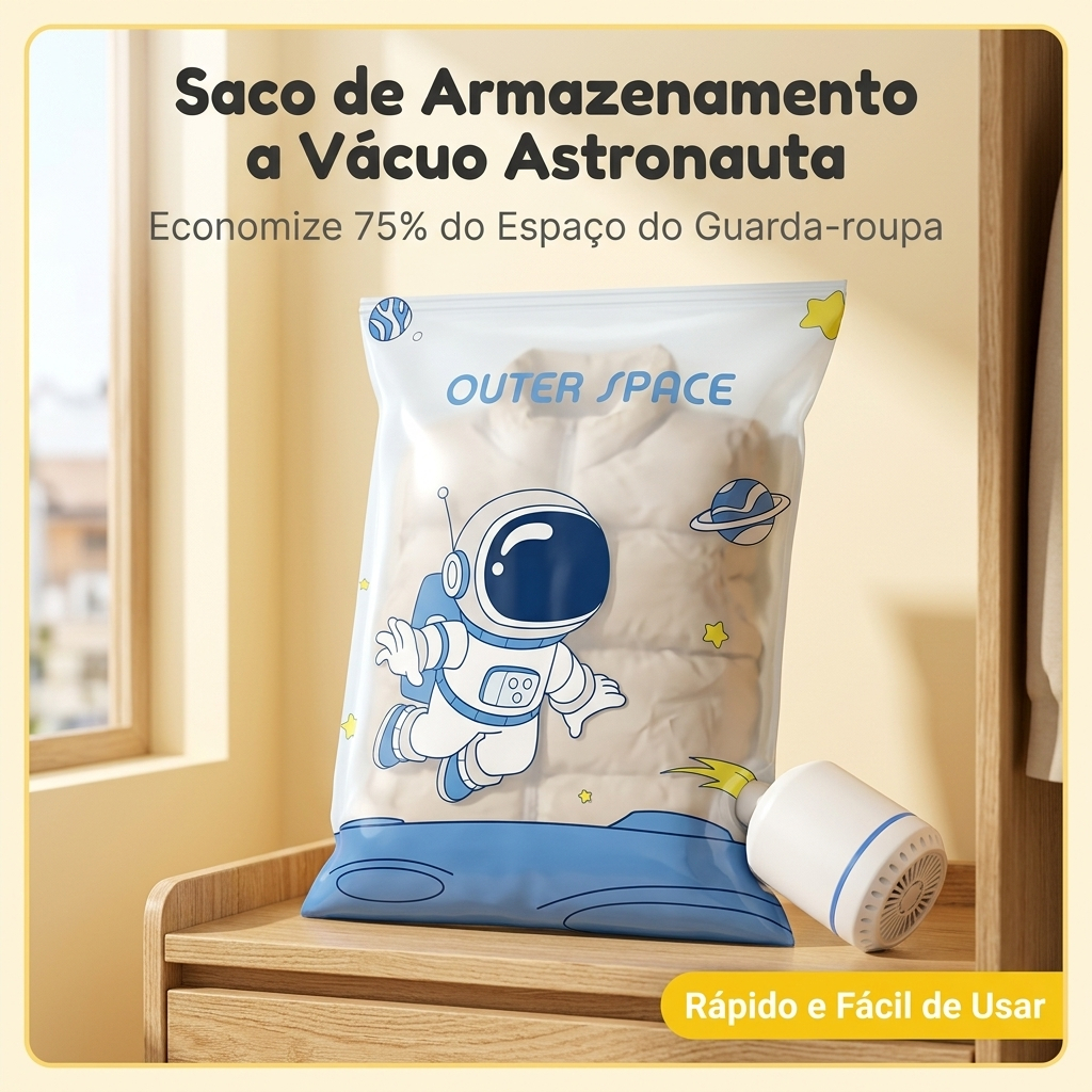 Saco de Armazenamento a Vácuo Astronauta | Economize Espaço no Guarda-Roupa