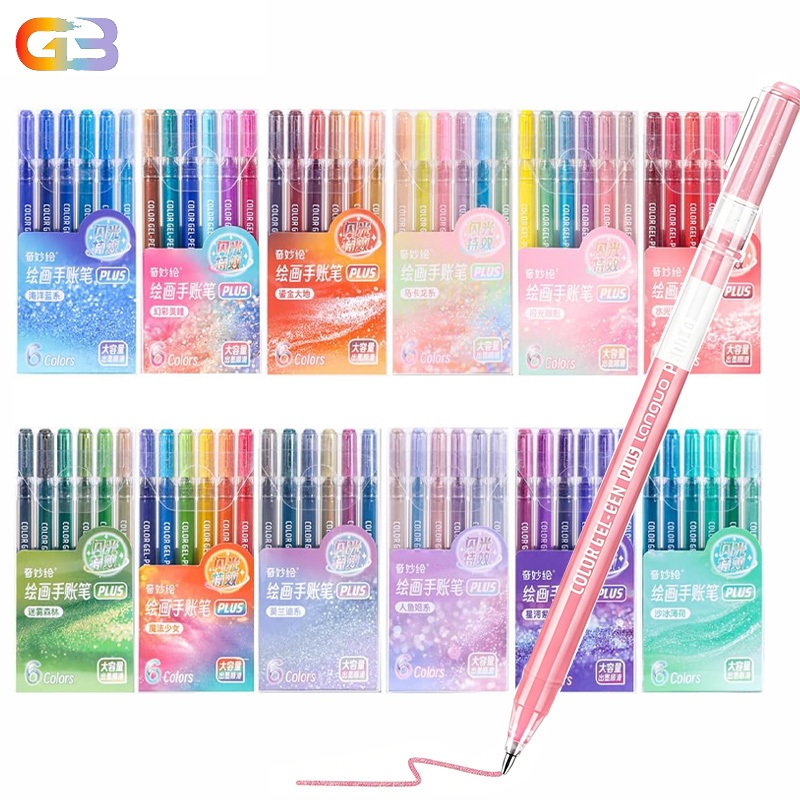 Kit Canetas Gel Glitter Metálicas 6/36 Cores Ponta 1.0mm Tinta Super Brilhante e Opaca P600