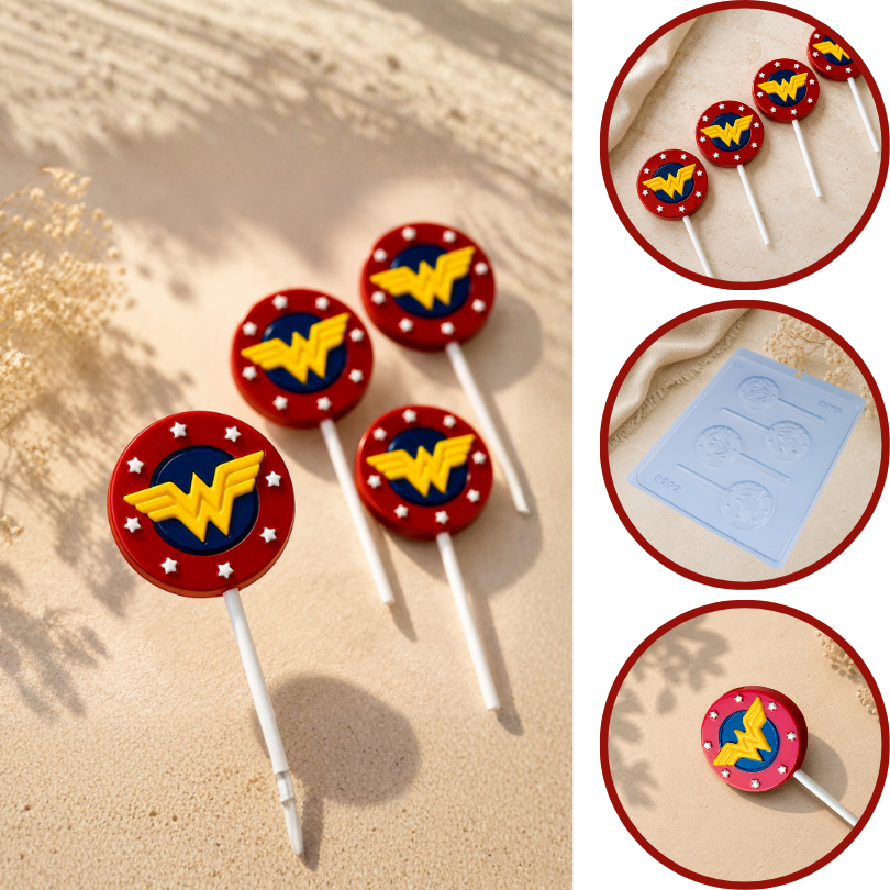 1~10 Forma Simples Mulher Maravilha Heróis Liga Da Justiça Cód-9292 em Acetato BWB Para Bombom. (CHOCO)