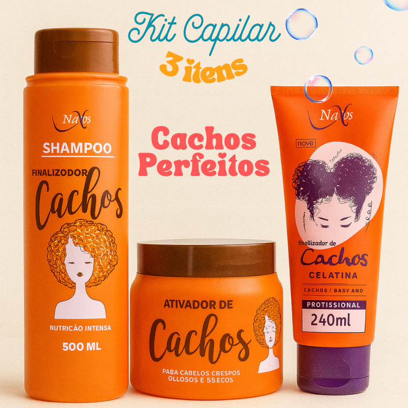 Kit Cachos 3 Itens Naxos - Shampoo, Ativador e Gelatina