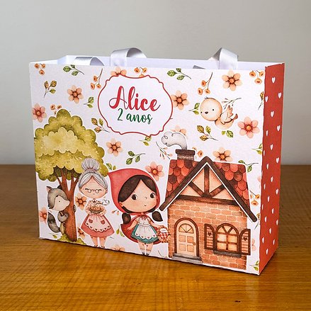 Sacolinha Personalizada CHAPEUZINHO VERMELHO | Pegue e Monte | Lembrancinha Infantil | Kit 15 20 25 30 Unidades