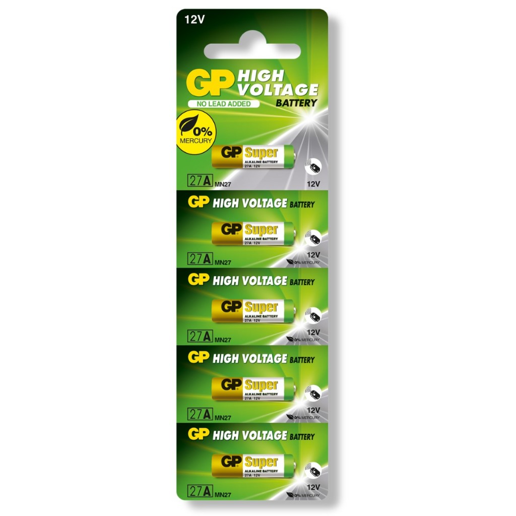 Pilha Alcalina 27A GP Super Bateria 12V MN27 A27G A27 5 unidades