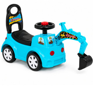 Trator Escavadeira Infantil Carrinho de Passeio Retroescavadeira de Brinquedo Gigante Azul Multmaxx