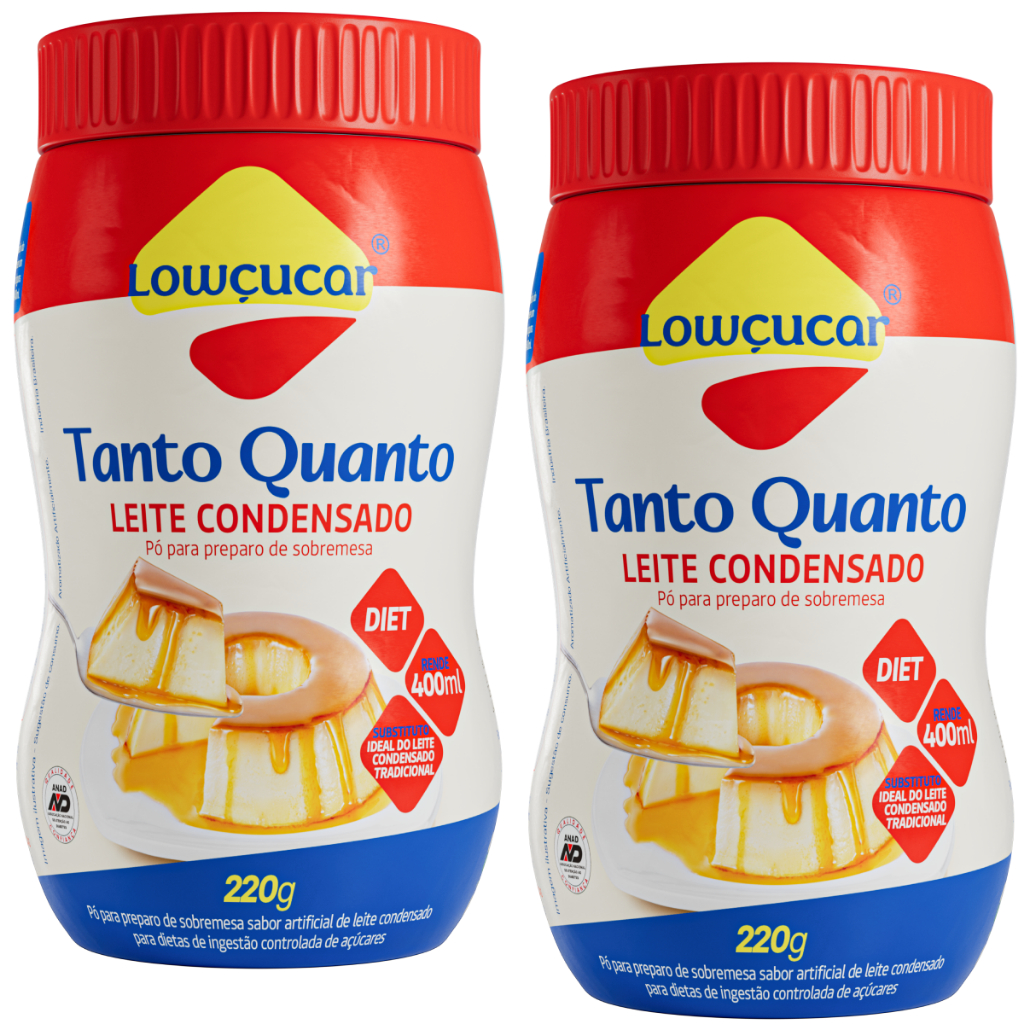Leite Condensado Tanto Quanto em Pó Fácil Preparo, Doces Diet, Rede 400ml, Lowçucar 220g - Kit com 2