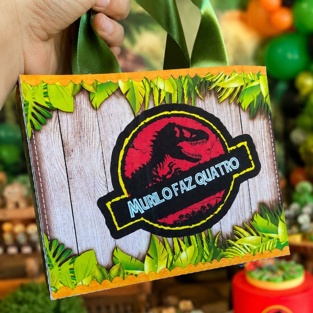 Sacolinha Personalizada Lembrancinha Aniversário Dinossauros Festa Jurasic Park
