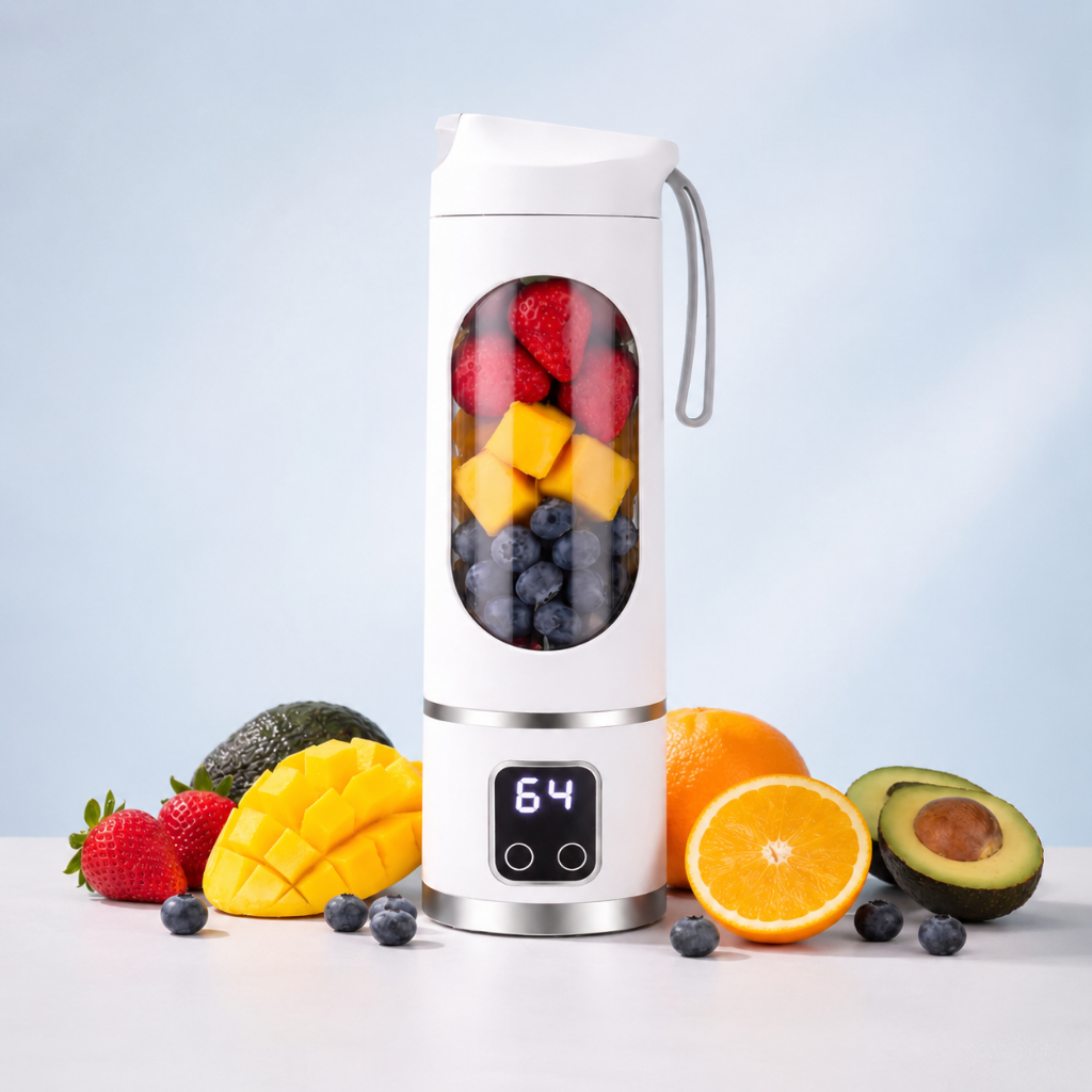 Liquidificador Portátil recarregável de 450ml 6 Lâminas Automático C/Alça para facilitar Transporte