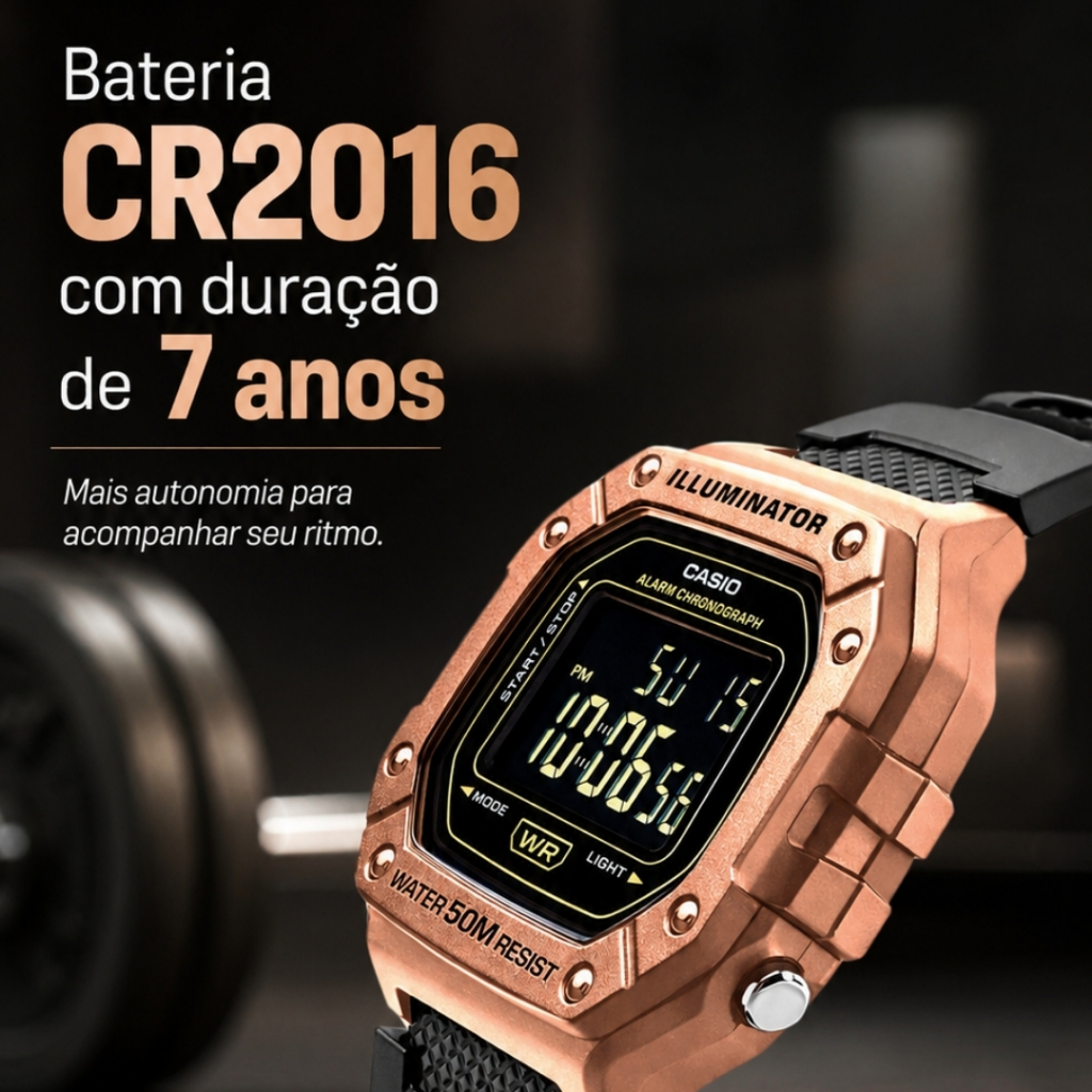 Relógio Casio Digital Quadrado Masculino e Feminino Preto Calendário Visor Noturno Prova D'água 50 Metros Original
