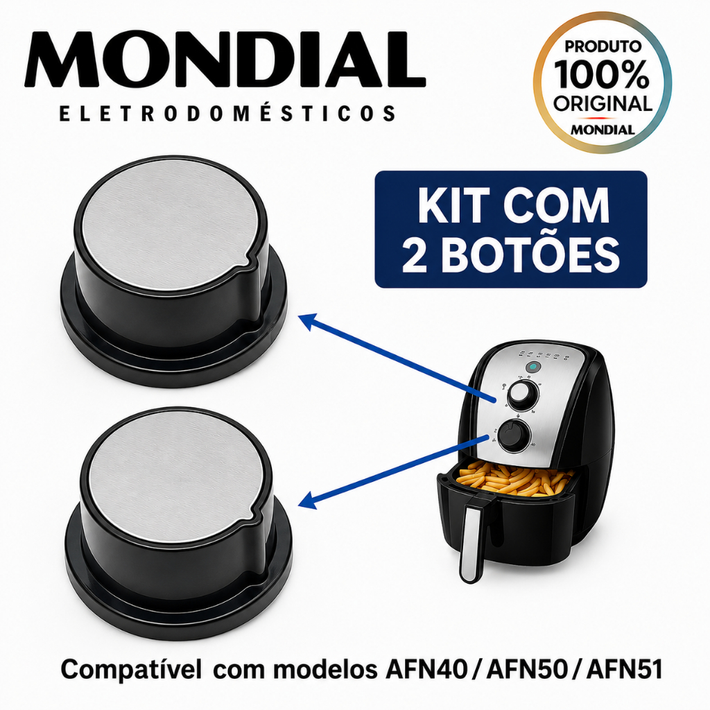 Kit 2 botões Fritadeira Mondial para AirFryer AFN-40 / AFN-50 / AFN-51 —  Timer e Temperatura