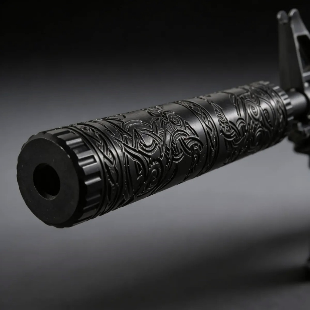 Supressor Tapa Cano Aeg Airsoft Estilo Viking Gbb Longo 20cm