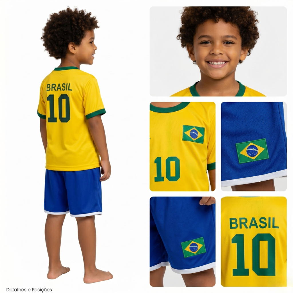 Conjunto Infantil Brasil Menino Camiseta + Bermuda Infantil do Brasil