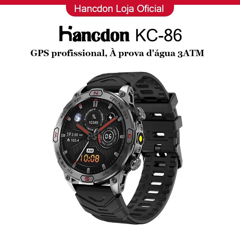 Smartwatch Hancdon KC86 Relógio inteligente esportivo 100+ modos Falar com bluetooth Localização por GPS