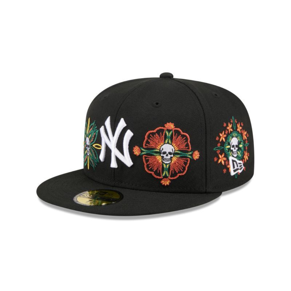 Imagem Boné New Era  59FIFTY New York Yankees MLB Skull & Roses Preto – Original