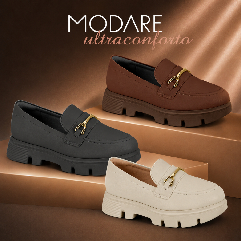 Sapato Mocassim Feminino Tratorado Modare Ultraconforto Ortopédico Macio Elegante Moda Original