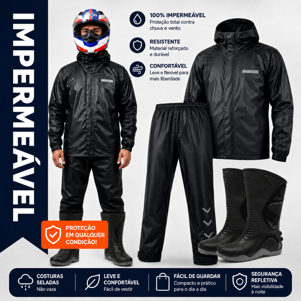 Conjunto Capa de Chuva Moto Emborrachada Impermeável Tamanho M Flex Motoqueiro Motoboy + Bota de chuva Moto Safe