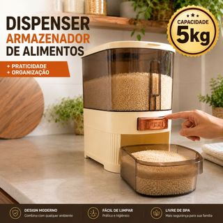 Dispenser De Cereal Grãos E Alimentos Organize Sua Cozinha Capacidade 5kg Pote para Guardar Comida