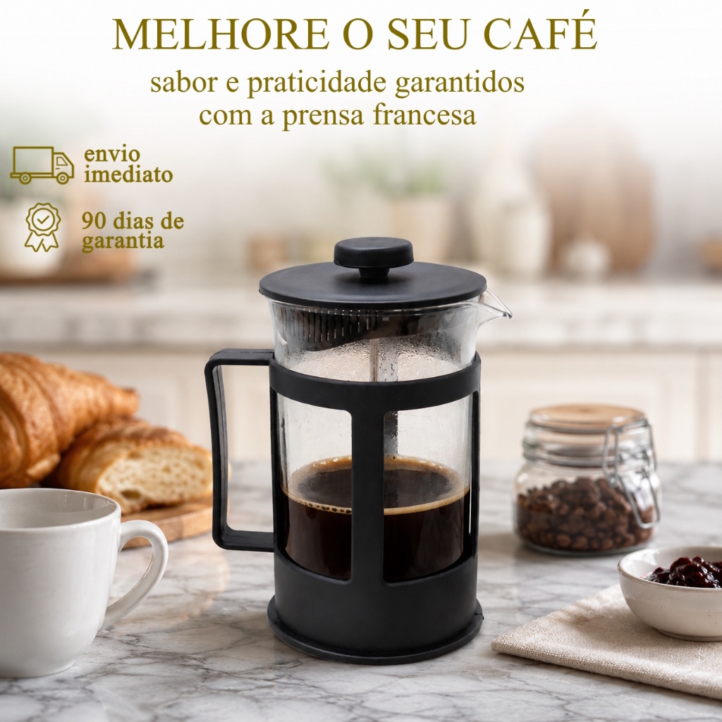 Cafeteira Prensa Francesa 650ml Café Cremeira Expresso Leite Cremoso Casa Dex