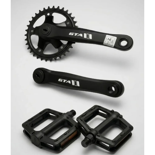 Pedivela Single 170mm Coroa Única Preto Pedal Rosca Grossa 9/16 Plataforma Nylon Gios Vikingx Hupi