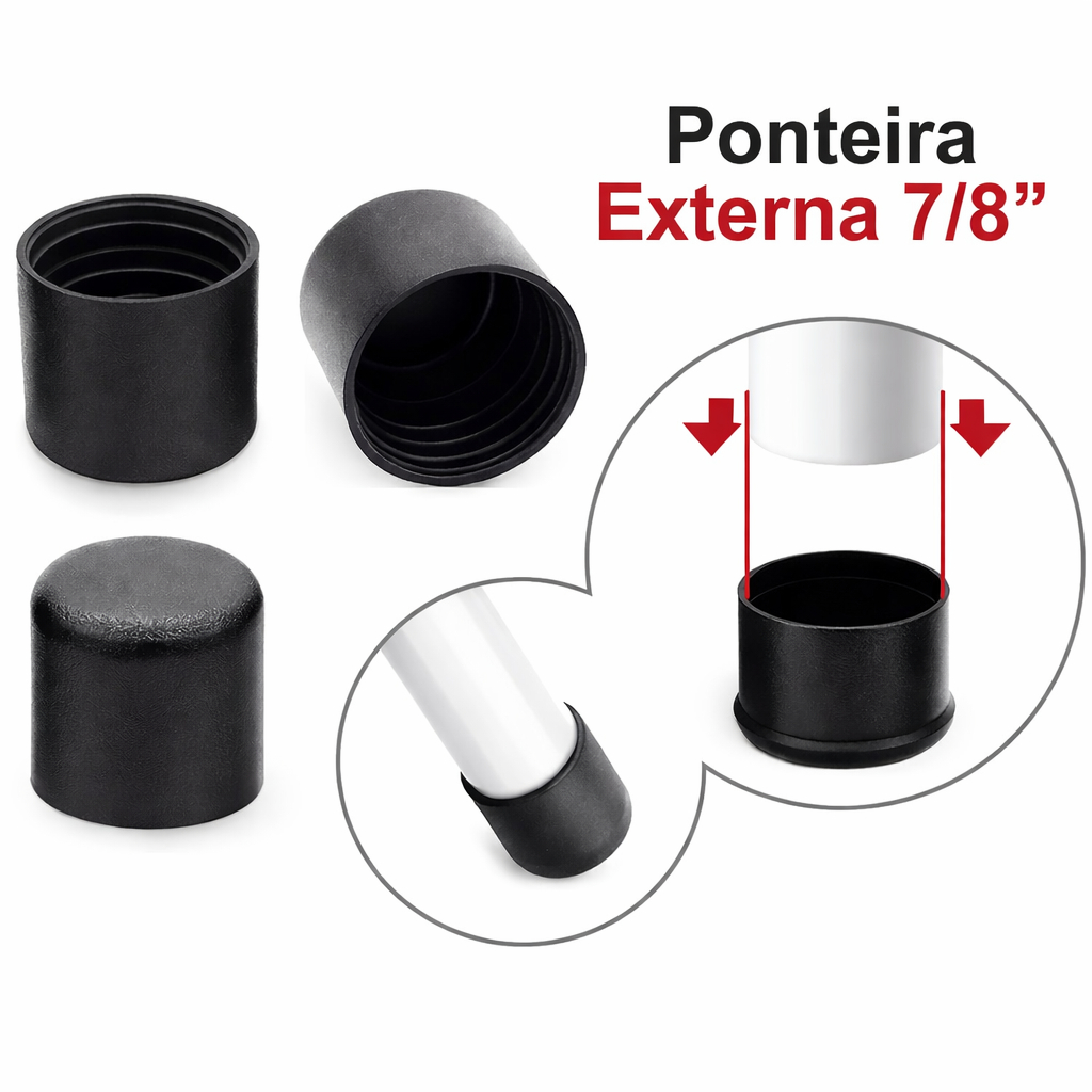 Kit 20/50/100 Pçs Ponteira Sapata de Borracha Protetora Externa Pé Cadeira Mesa 7/8