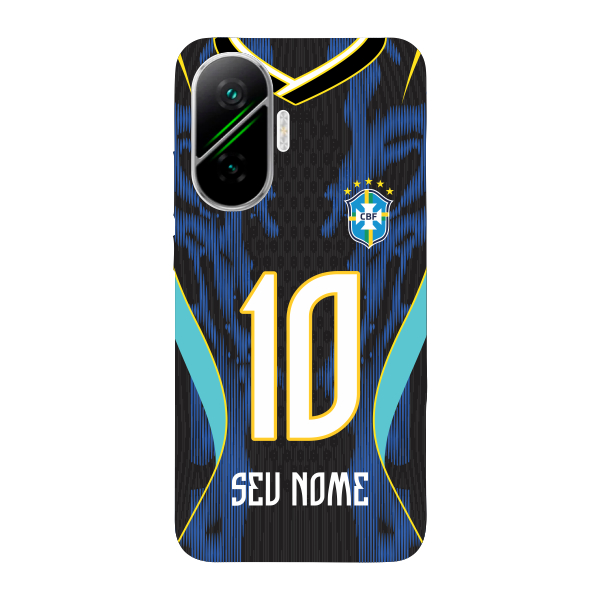 Capinha para Xiaomi Poco F7 Anti Impacto Personalizada - Copa Brasil Brazil Azul com nome e número