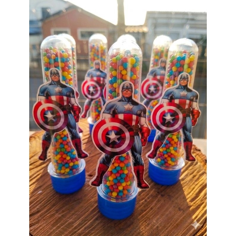 Kit  15 Tag Capitão América para Tubetes