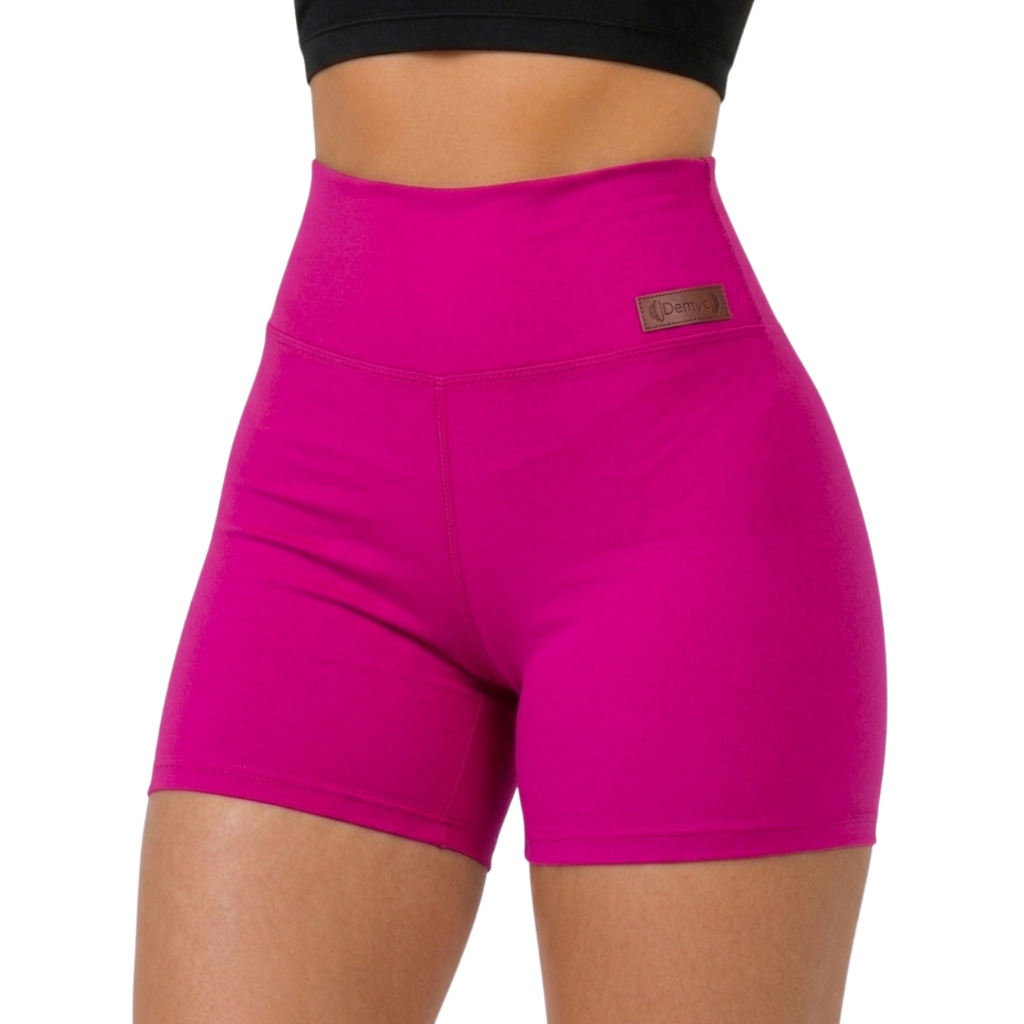 Shorts Academia Feminino Cintura Alta Treino Corrida Fitness Poliamida Zero Transparência