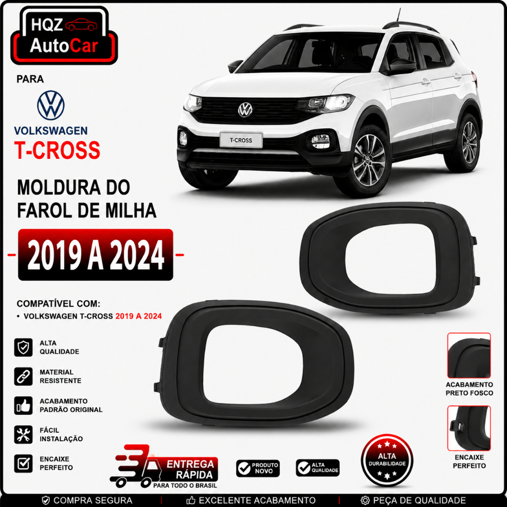 MOLDURA FAROL DE MILHA VOLKSWAGEN T-CROSS 2019 A 2024