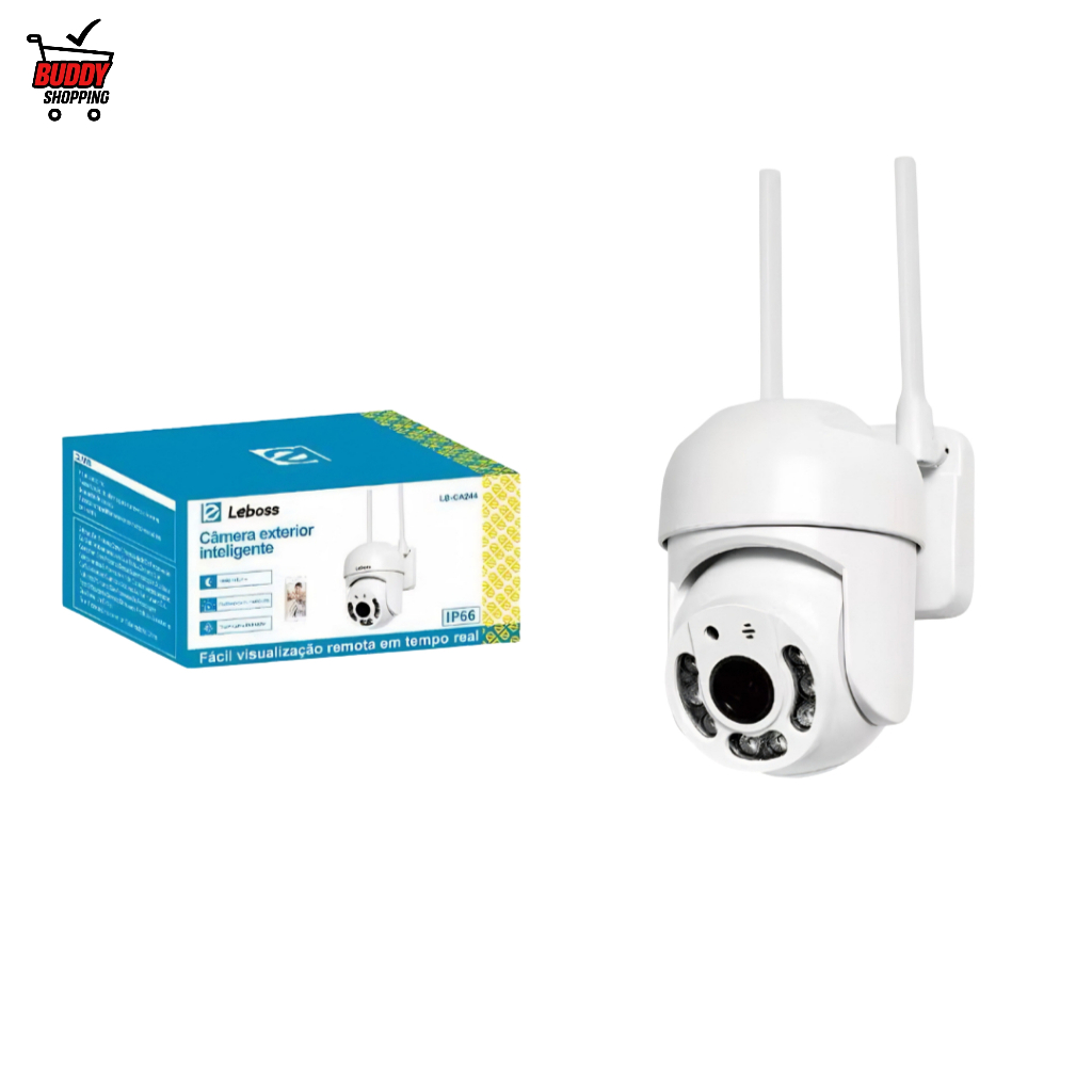 Câmera IP Externa Wi-Fi Full HD 1080p Branca Rotação 355° Prova D'água IP67 LB-CA244