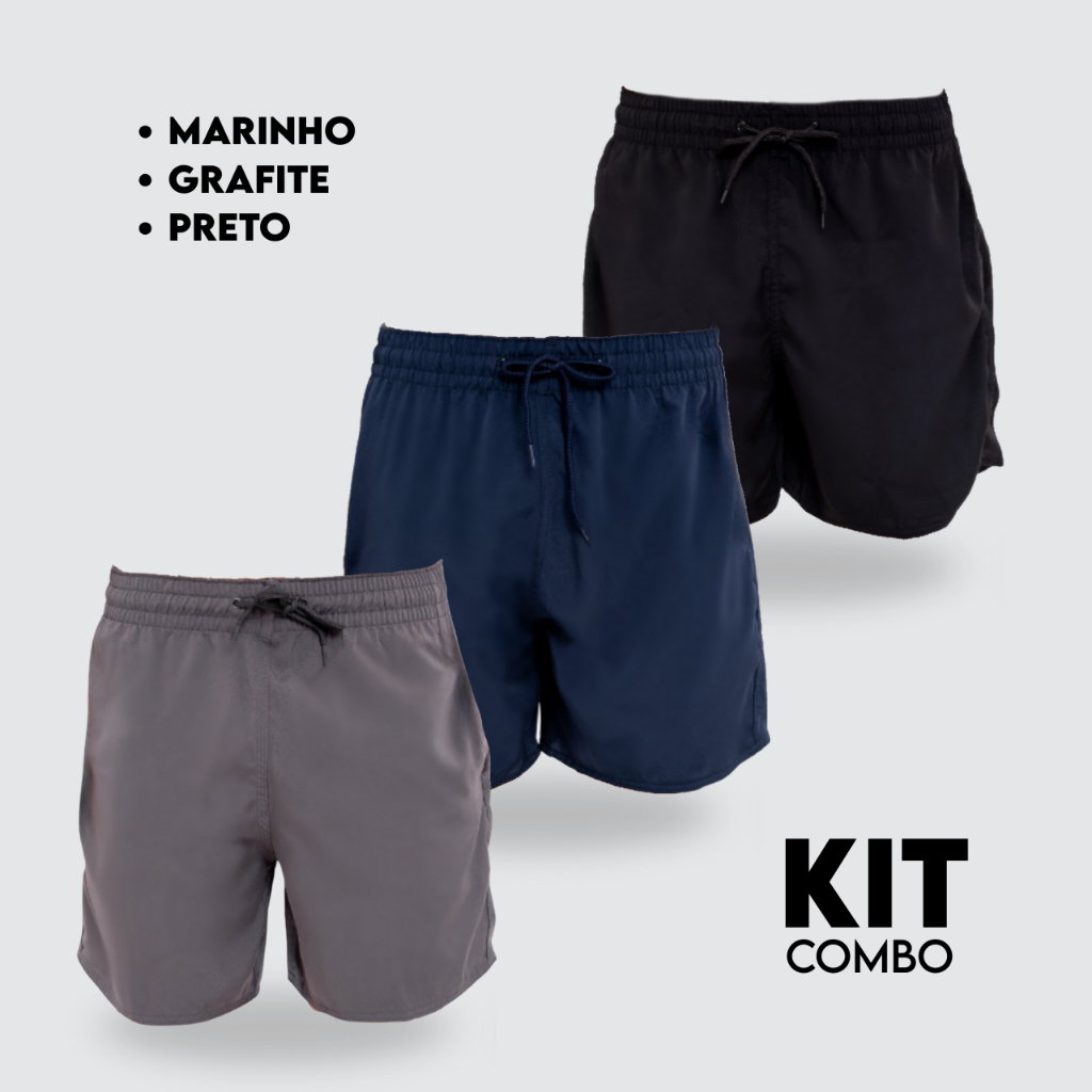 Kit 3 Bermuda Masculina Slim Fit Esportiva Fitness Com Elastano