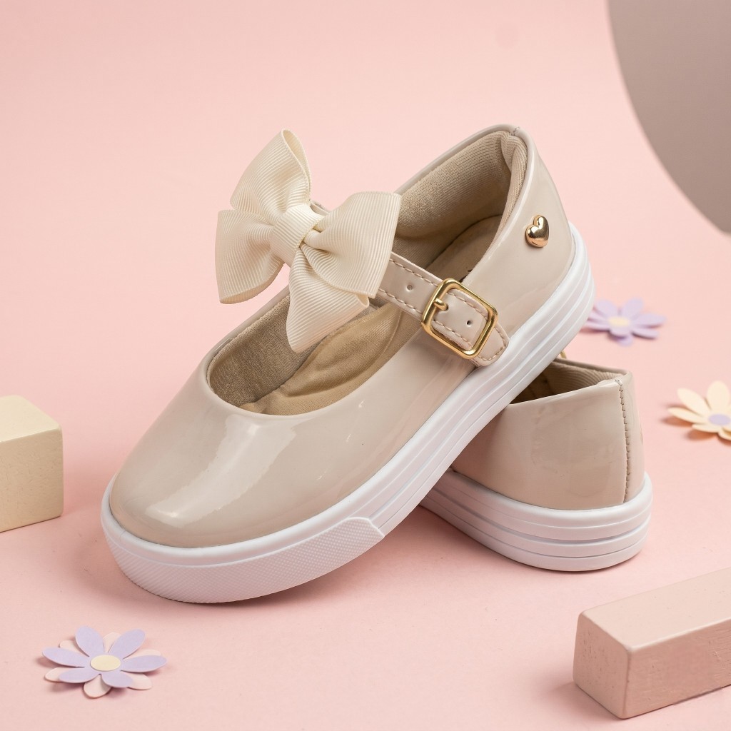 Sapato Infantil Menina Sapatilha Feminina Sapatinho Com Laço Sola Antiderrapante