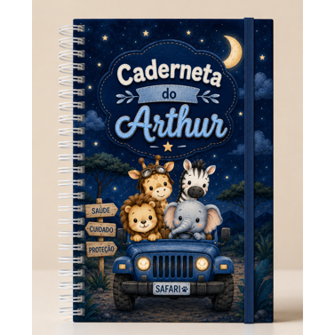 Caderneta de Vacina Safari Personalizada Capa Dura Luxo