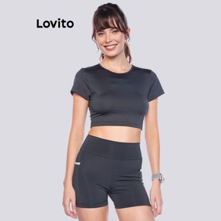 Lovito T-Shirt Esportiva Feminina Cropped OTB1266BRL1296