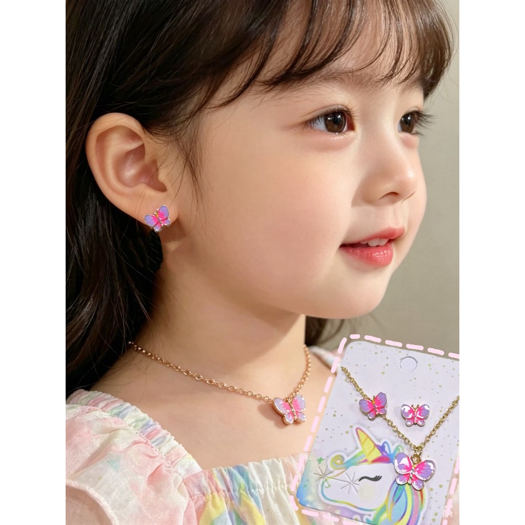 Kit Colar e Brinco Infantil Kawaii - Conjunto Completo para Meninas
