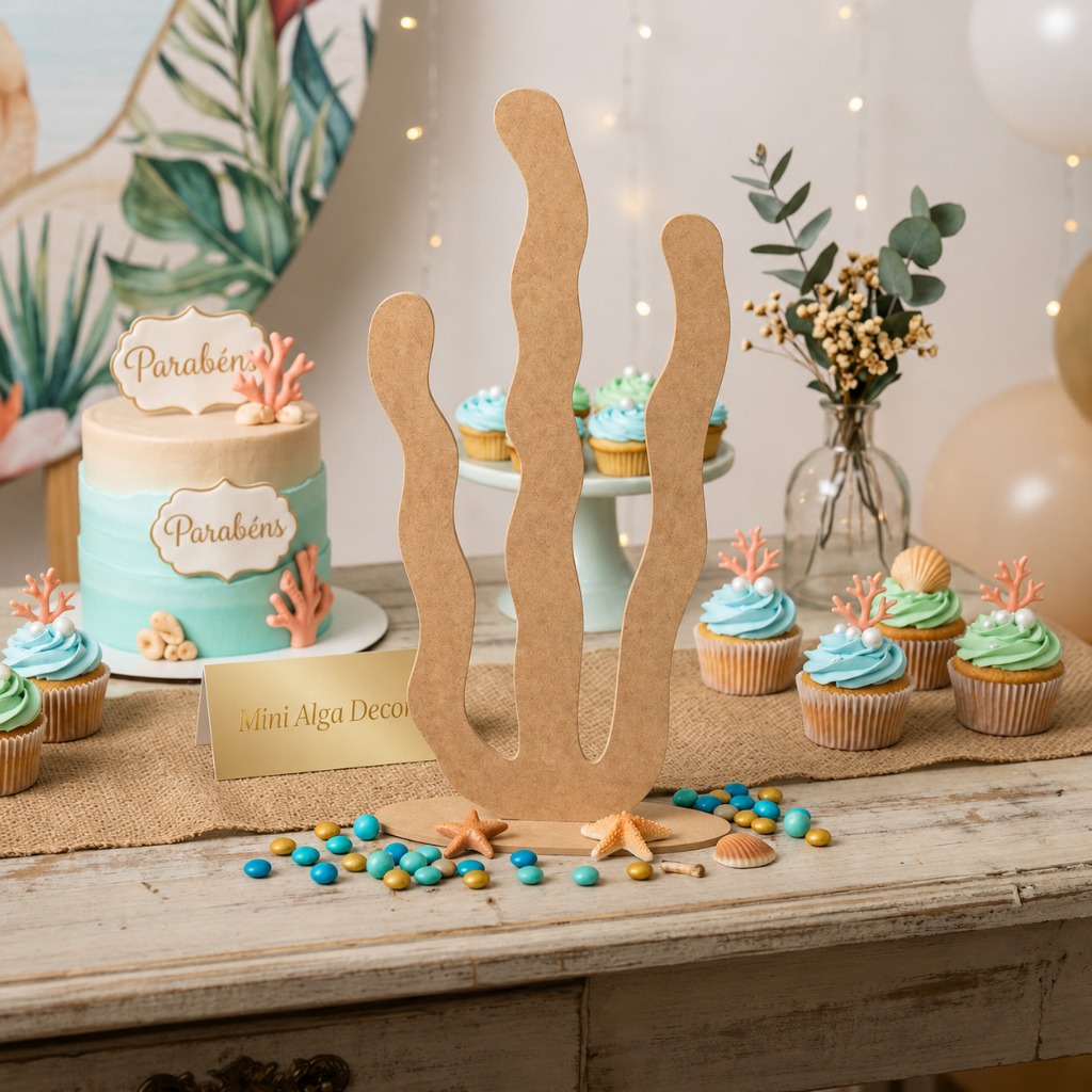 Mini Alga Decorativa em MDF – Display Painel de Mesa e Chão para Festa | Decoração Oceano e Fundo do Mar