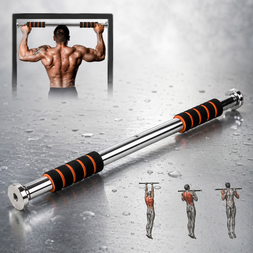 Barra Elevação Porta Ajustável Barra Fixa Exercícios Musculação Academia Casa Suporta Até 100kg Cromada