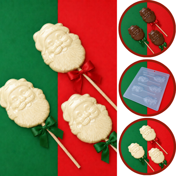 1~10 Forma Simples Pirulito Papai Noel 165 (C9) em Acetato BWB Para Bombom e Doces de Chocolate. (CHOCO)