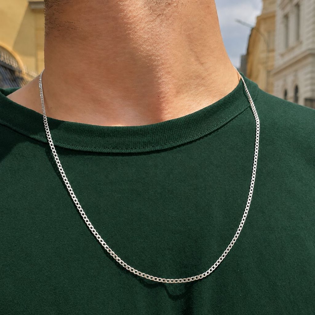 Colar Masculino Grumet Fino 2mm Aço Inox Prata 60cm Não Enferruj