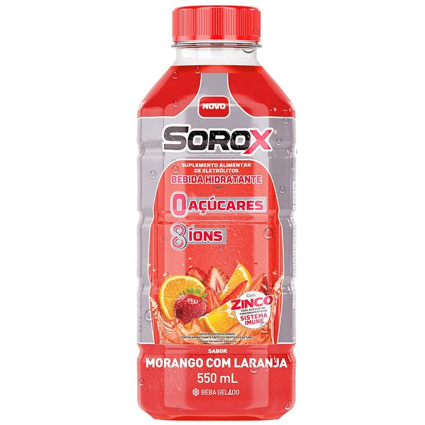 Bebida Hidrotônica Sorox Morango com Laranja 550ml