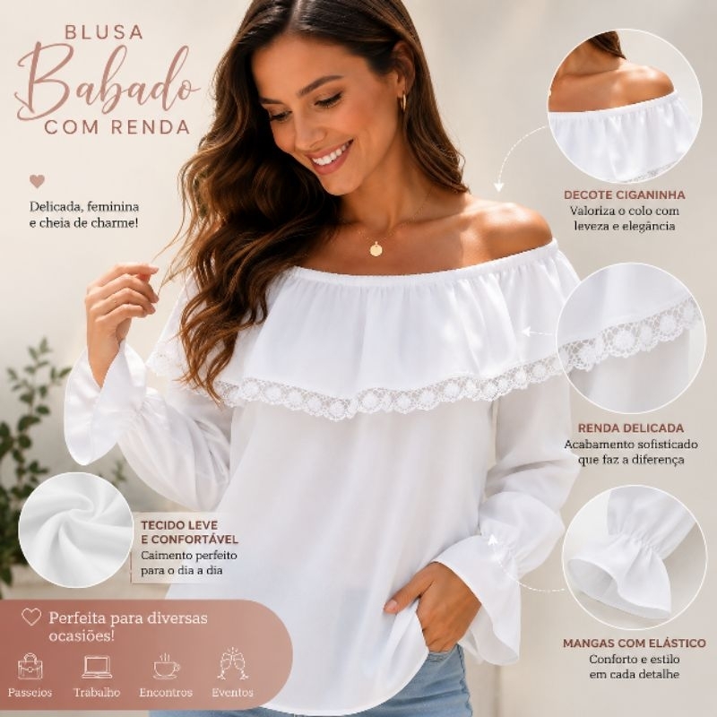 Blusa feminina Cropped ciganinha manga longa soltinha tendência gringa