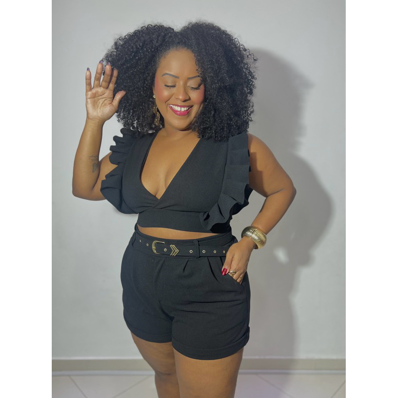 Conjunto De Short e Cropped Plus Size