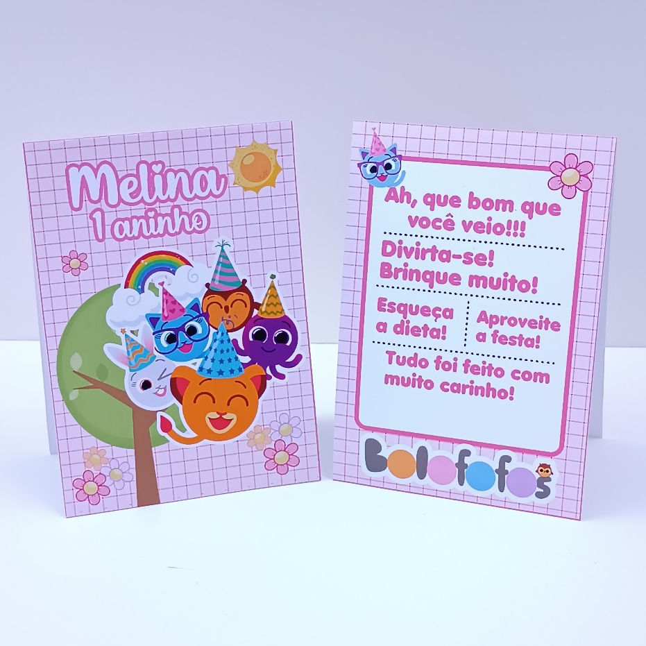 Plaquinha de Agradecimento Bolofofos Menina l Personalizados l Lembrancinha de Festa l Aniversário