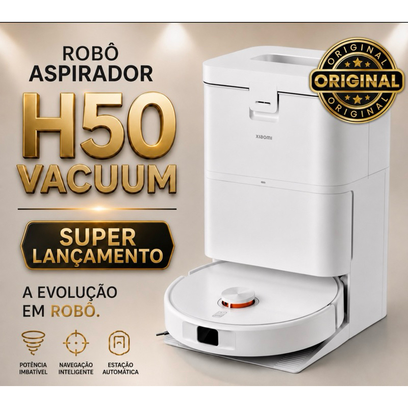 Robô aspirador Vacuum H50 Lavagem automática Estação autolimpante + sucção potente 10.000Pa.