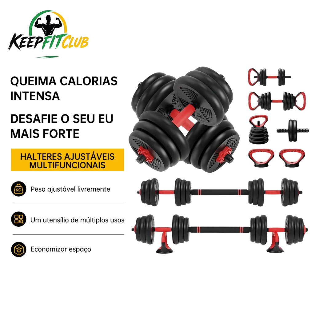 Kit Dumbbell Halter 10kg Ajustável Academia Musculação Para Braço Costa Peitoral Treino exercicio  Kettlebell