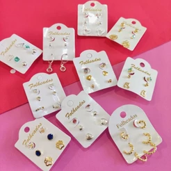 trio de brincos folheados a ouro 18k ou prata 925 vários modelos