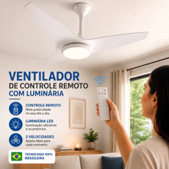 Ventilador de Teto Inverter Ventilador Controle Remoto Ventilador Forte Bivolt Ventilador Silencioso