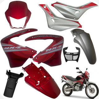 Kit Carenagem Asa Nx400 Falcon 2000 á 2008 Aba Tanque Tampa Lateral Máscara Paralama Suporte Rabeta
