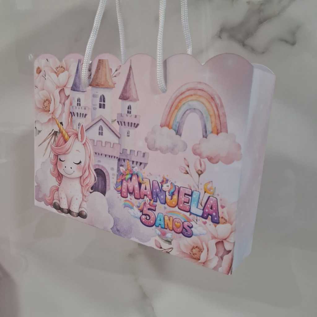 Sacolinha Personalizada UNICORNIO  - Festa Lembrancinhas Mimos Aniversário – Todos os temas