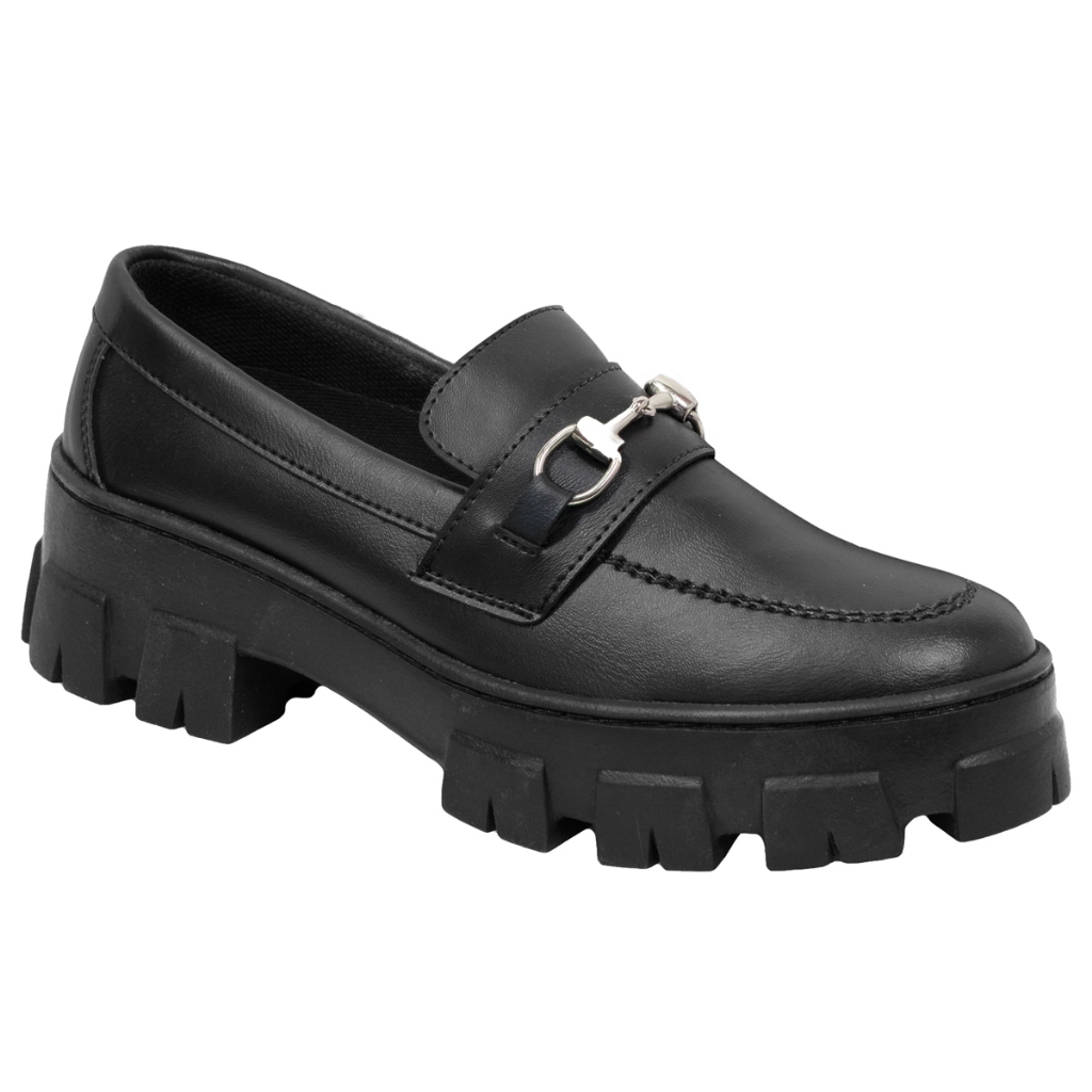 Sapato Feminino Mocassim Casual Palmilha Confortável e Solado Tratorado Antiderrapante