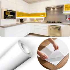 Papel Adesivo Branco Liso 10 Metros Autocolante Envelopar Móveis Vidros