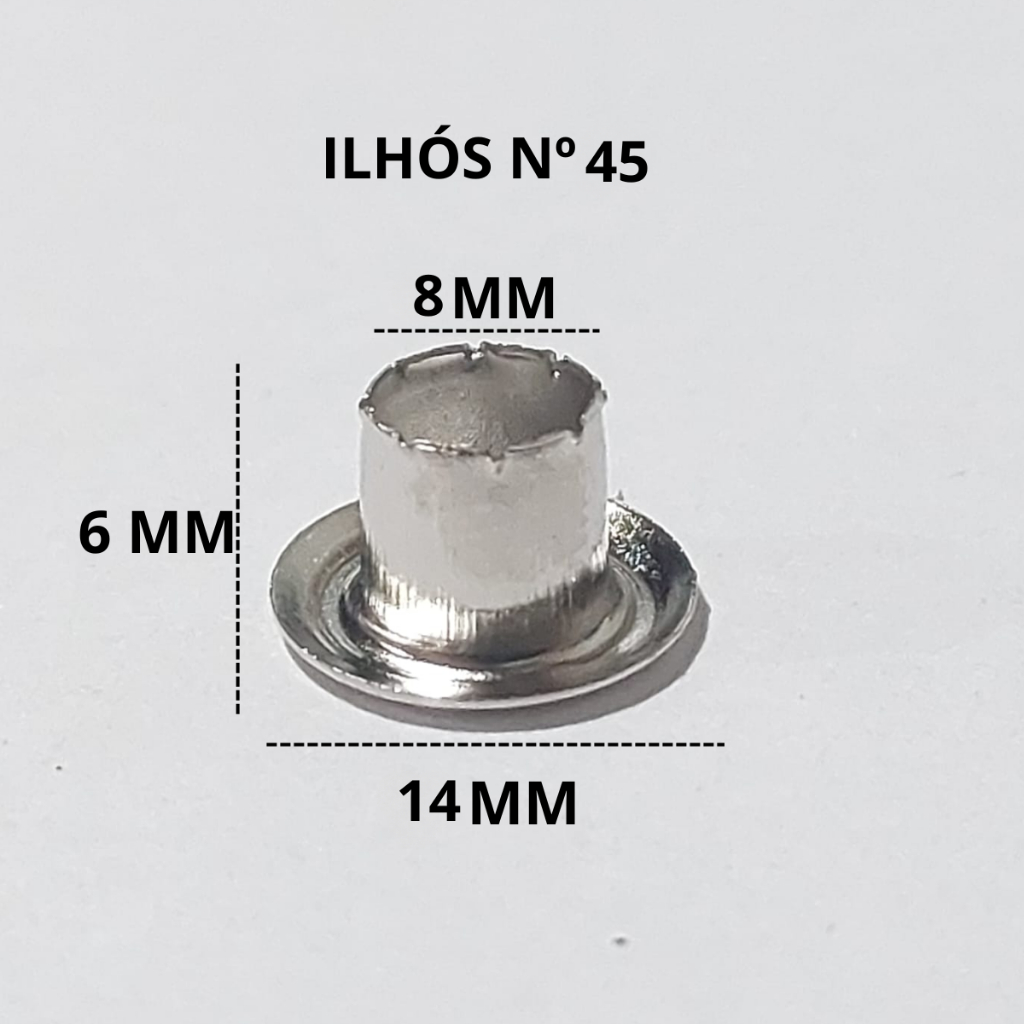 Ilhós Nº 54, 51, 50, 45 – Ideal para Confecção, Bolsas, Lonas e Artesanato kit 250 unidades